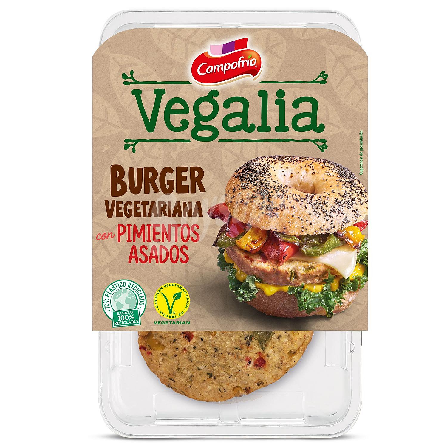 Burger vegetariana (0% carne, 100% sabor) con pimientos asados