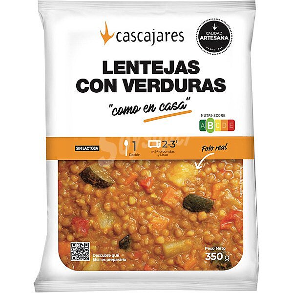 Lentejas con verduras 1 ración