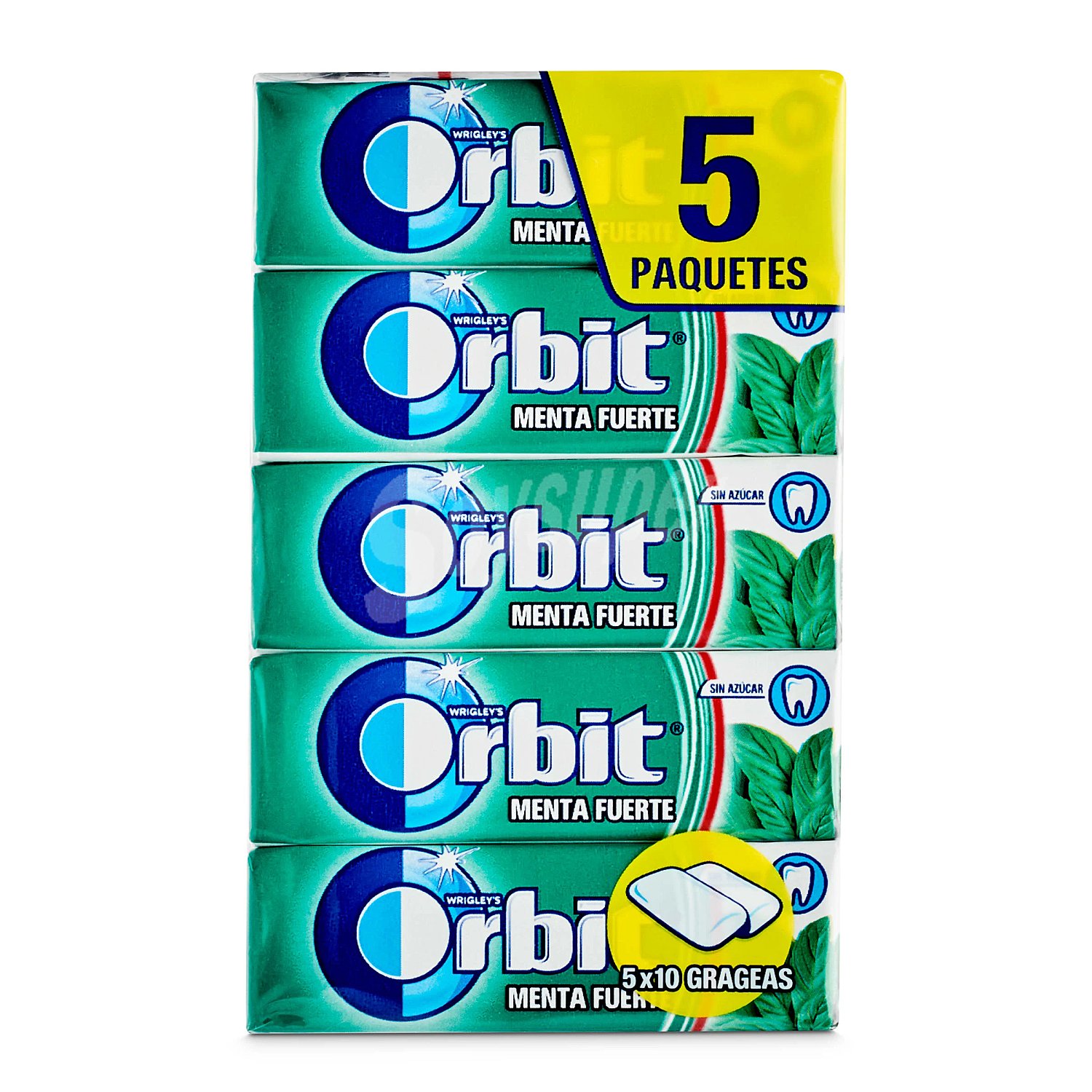 Chicle grageas sabor menta fuerte Orbit