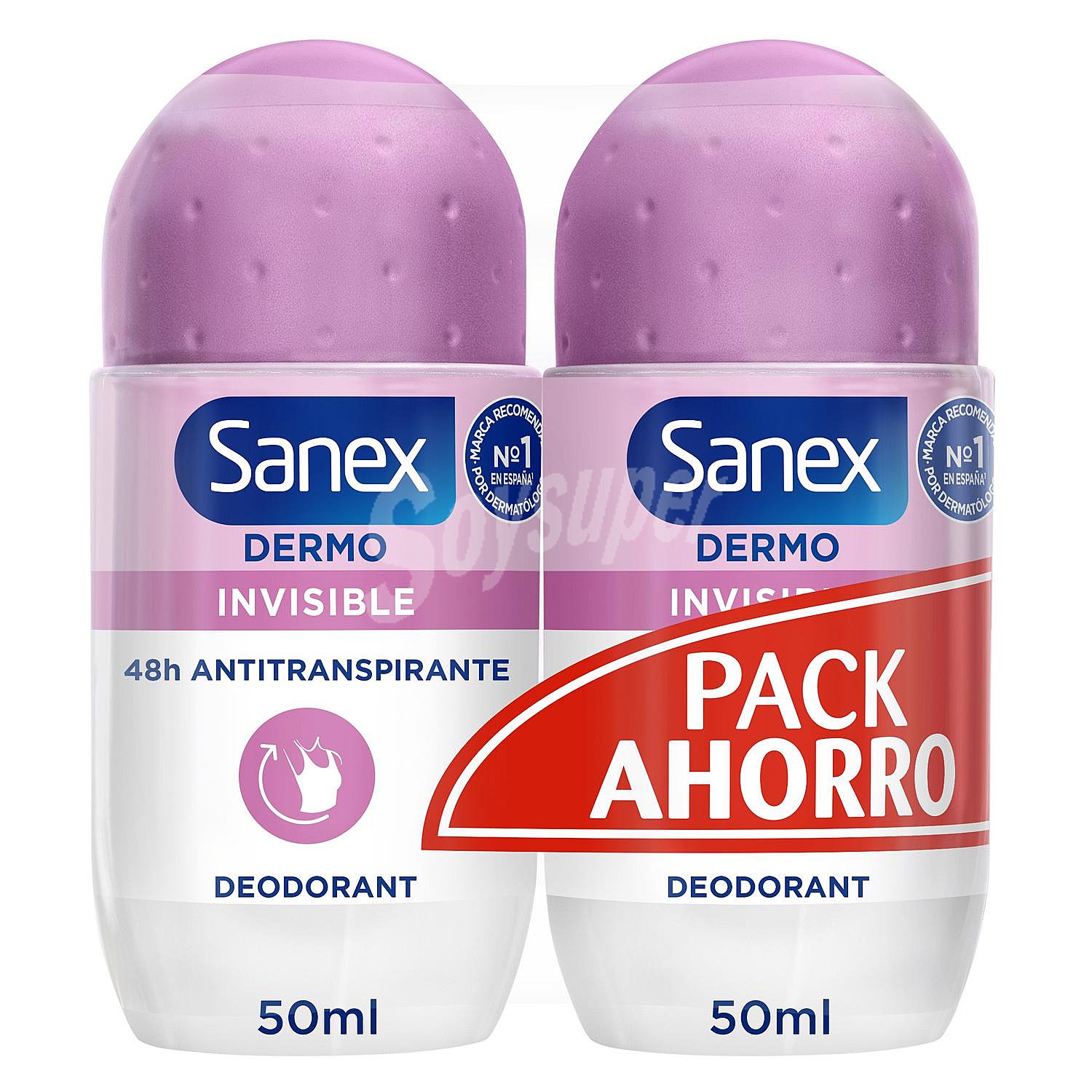 Desodorante roll-on dermo invisible 48h antitranspirante Sanex