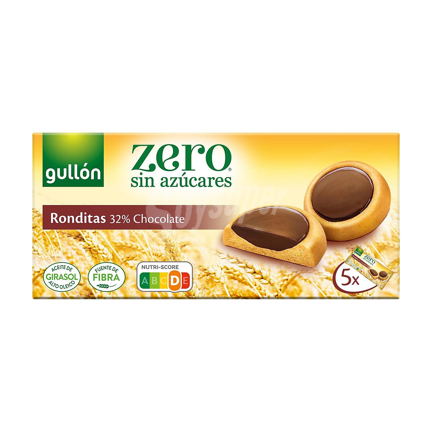 Galletas ronditas de chocolate sin azúcares Zero Gullón