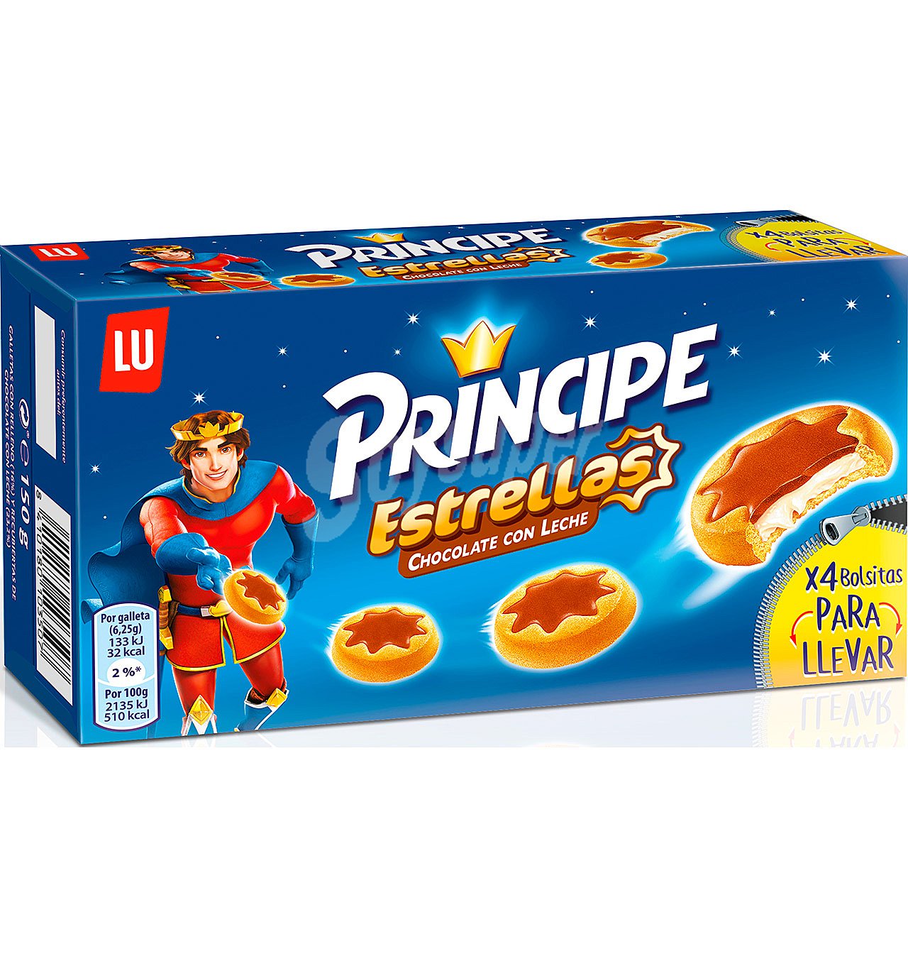 Galletas principe estrellas chocolate con leche