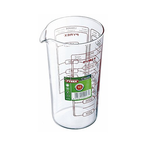 Vaso medidor con capacidad de , gran resistencia. Apto para horno, y lavavajillas pyrex