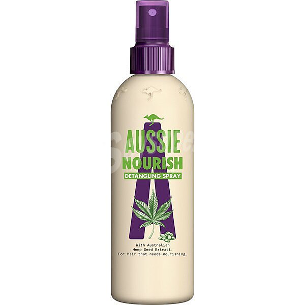 Spray desenredante Nourish con extracto de semilla de cáñamo australiana para cabello que necesita hidratación