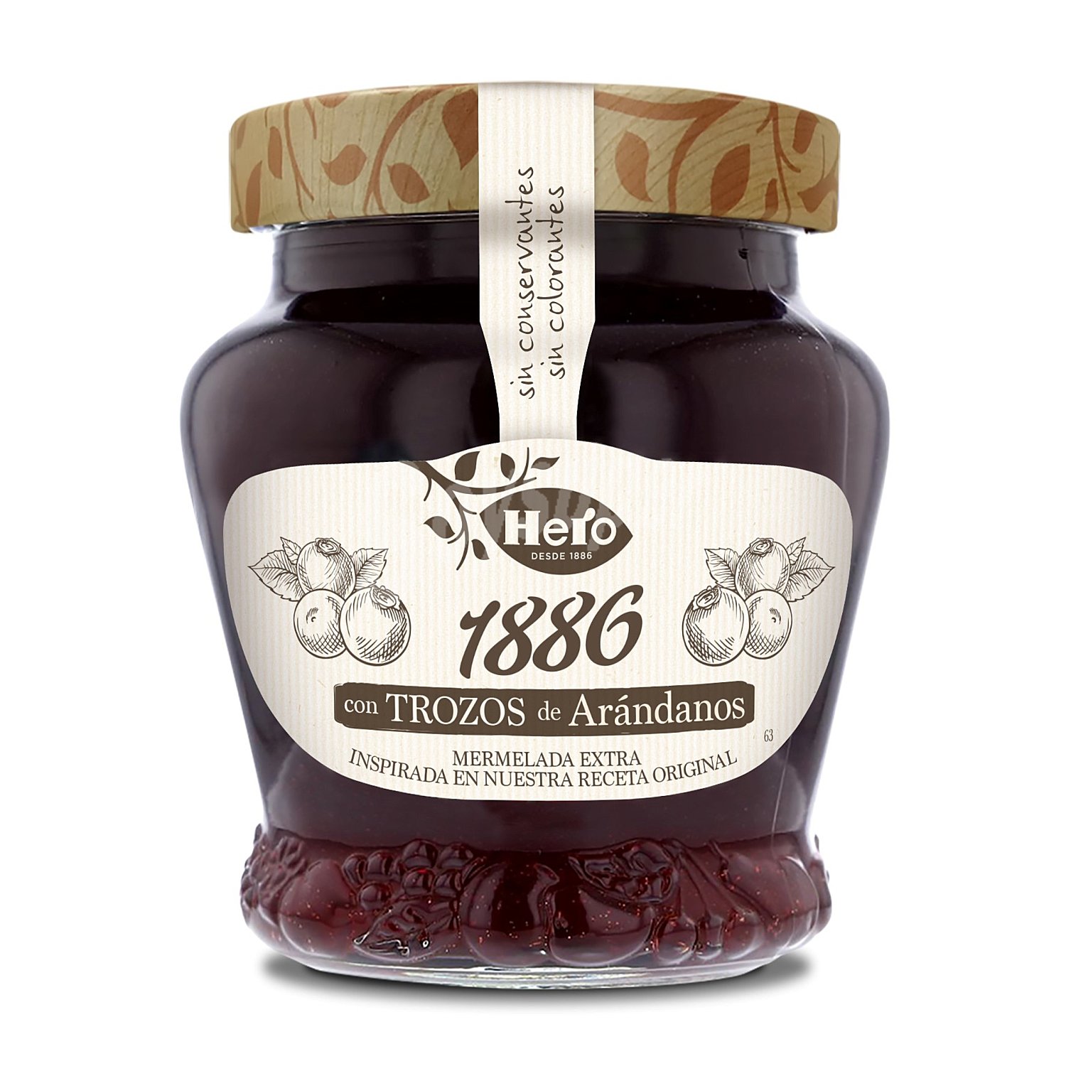 Mermelada extra 1886 con trozos de arándanos frasco 320 gr