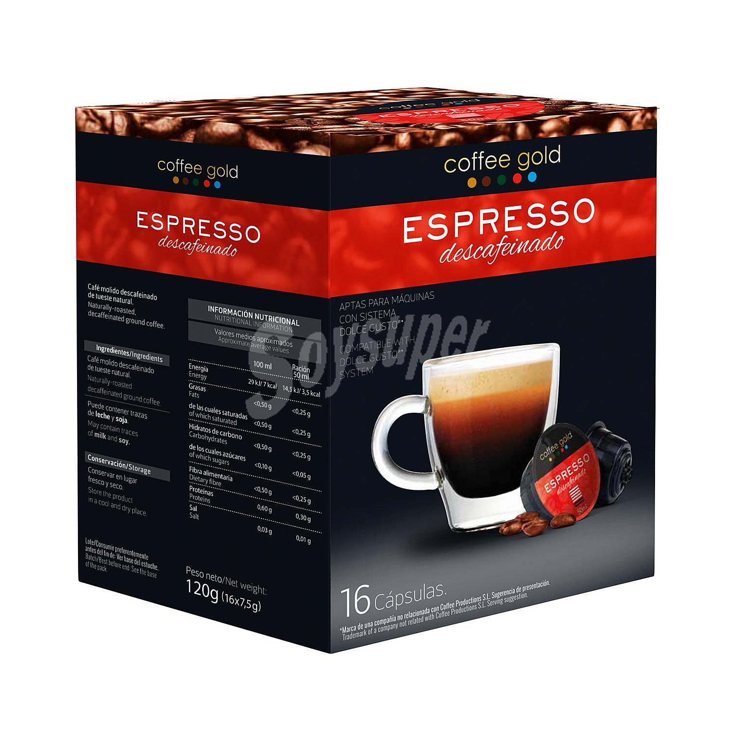 Café espresso en cápsulas descafeinado