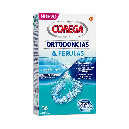 Corega Pastillas limpiadoras de ortodoncias y férulas, de uso diario corega