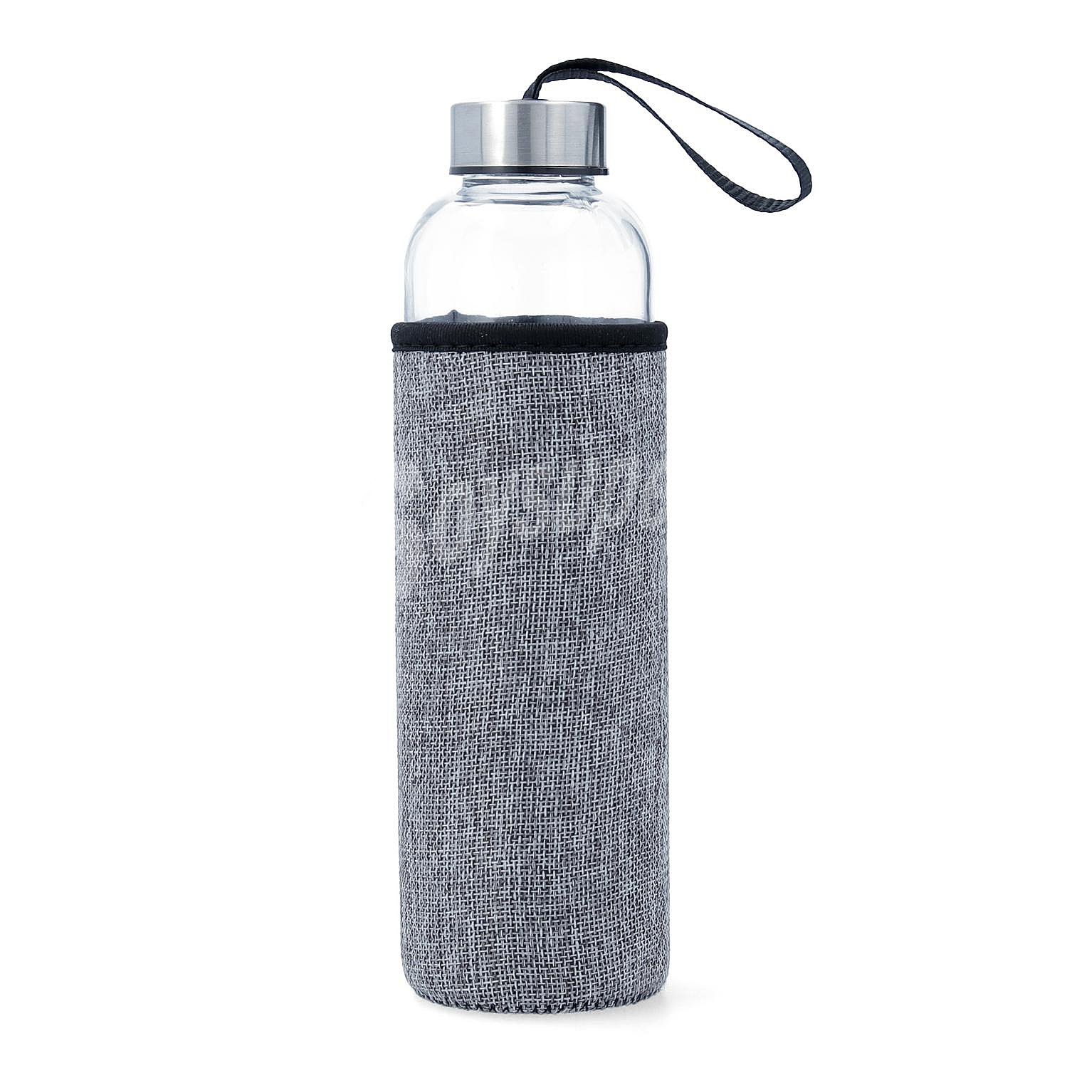 Botella Vidrio con Funda Rafia quid - Gris