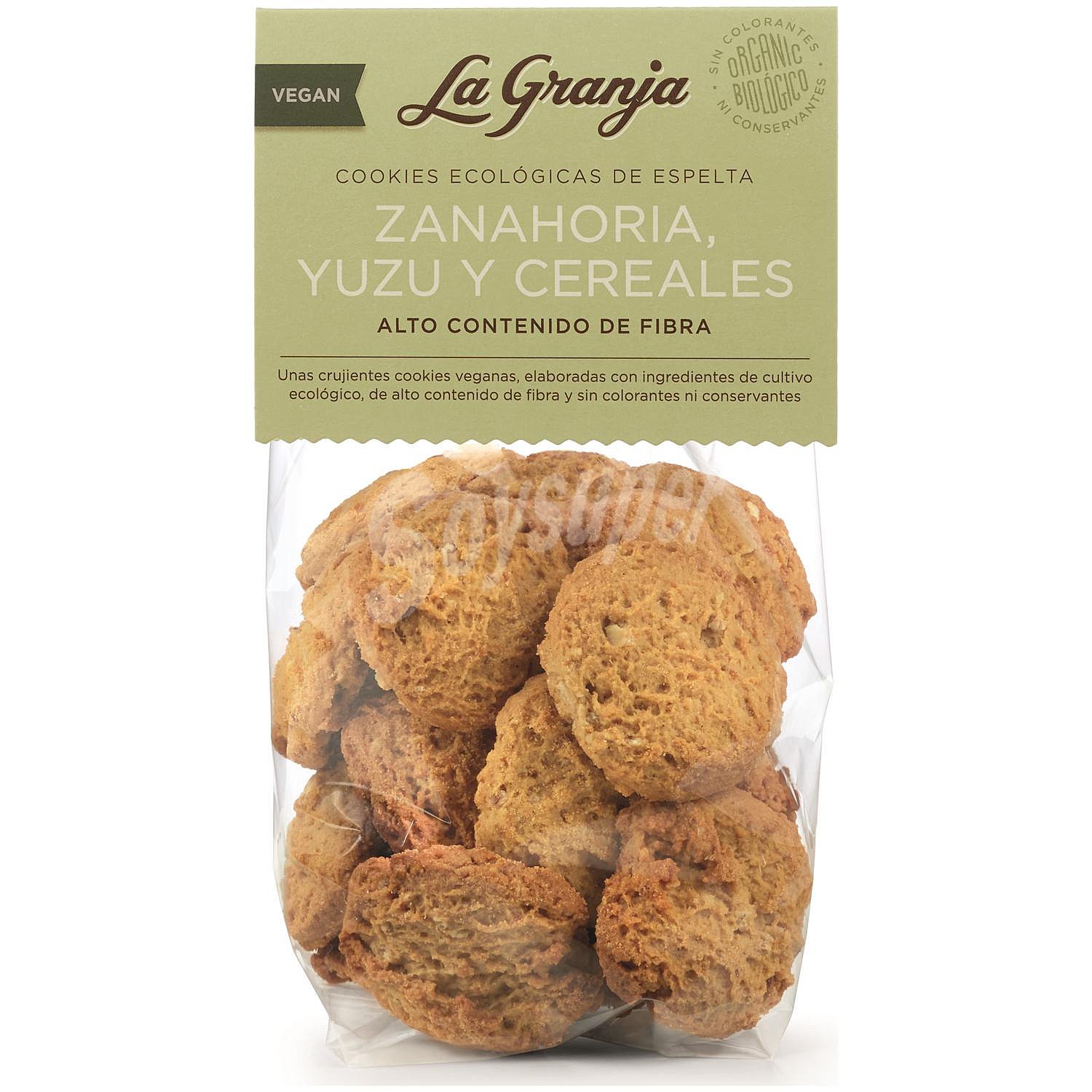 Galletas de espelta con zanahoria, yuzu y cereales ecológicas sin lactosa