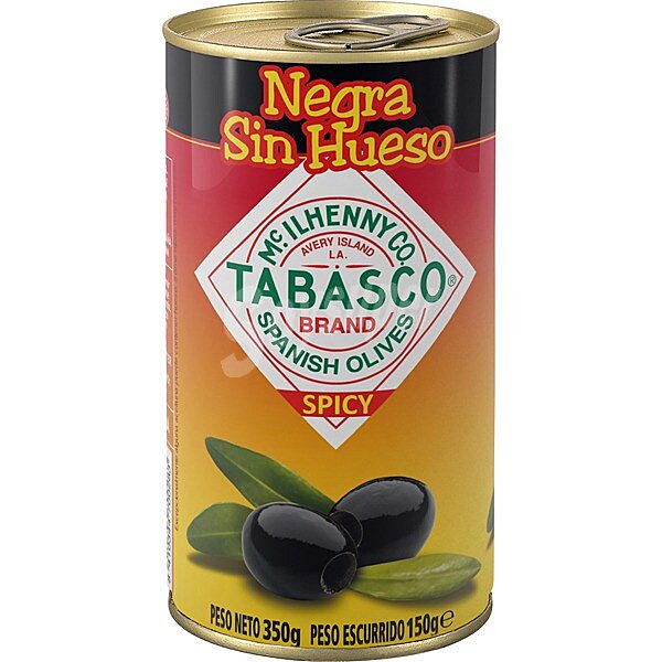 aceitunas negras sin hueso con tabasco