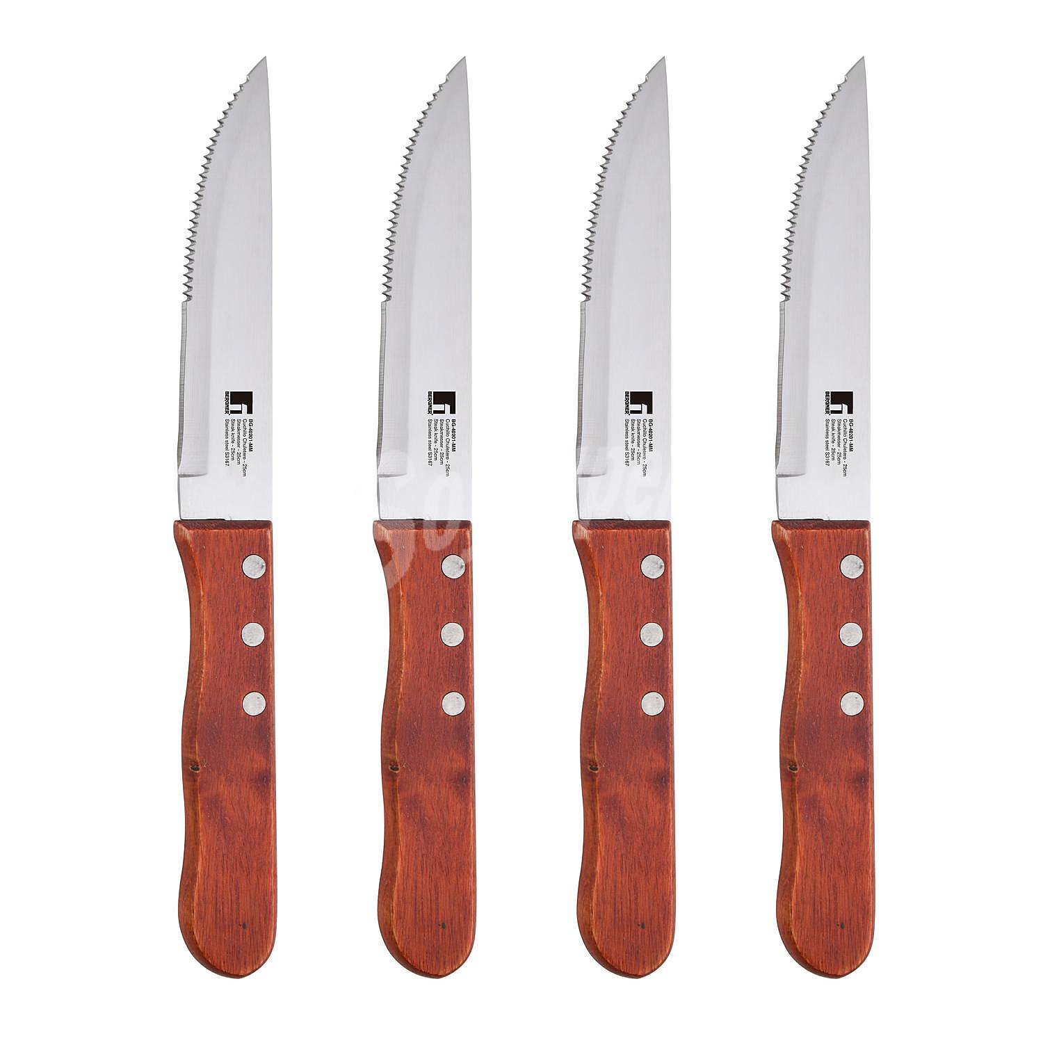 Set 4 Cuchillos Chuleteros de Acero Inoxidable bergner Barbacoa