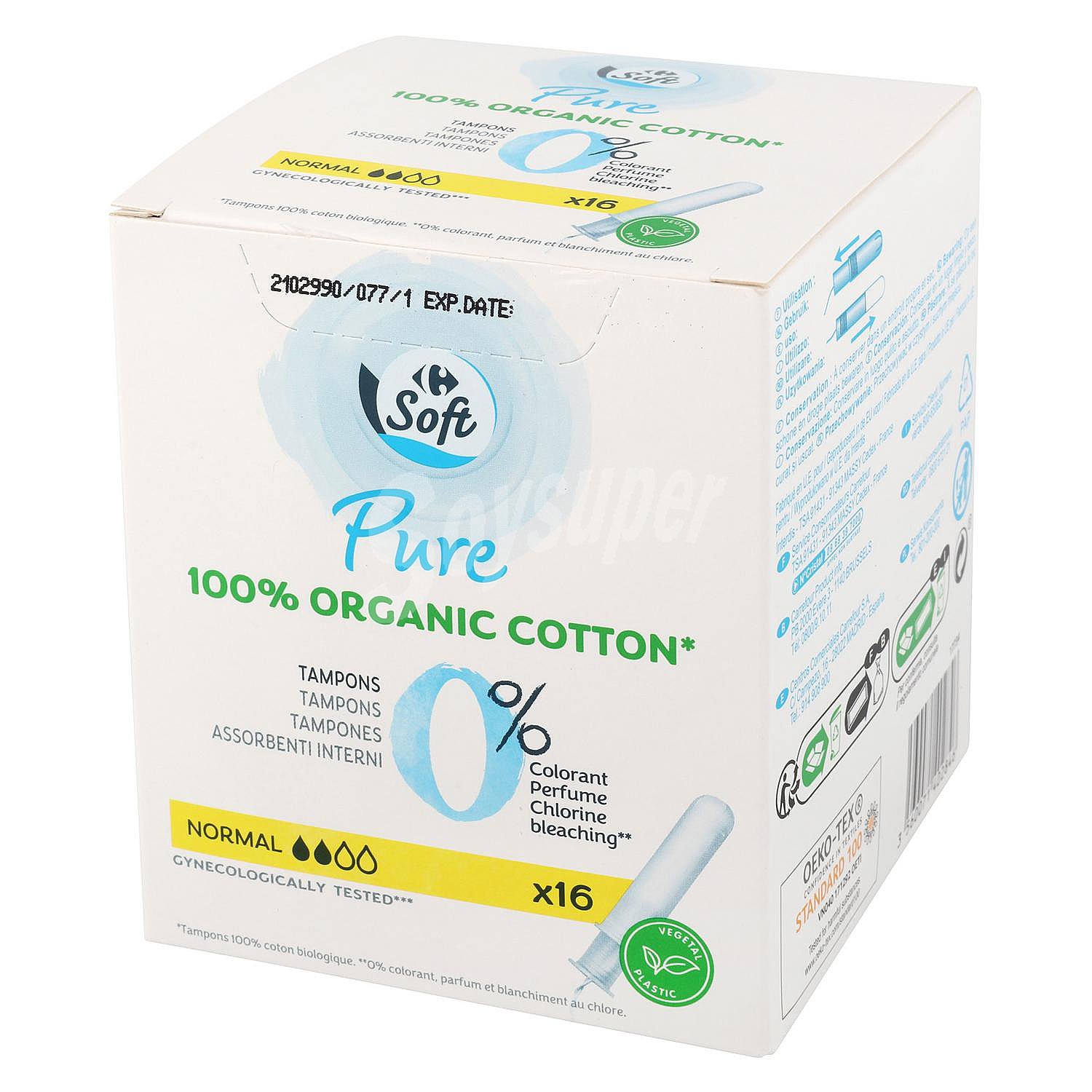 Tampones normal con aplicador Pure Carrefour Soft