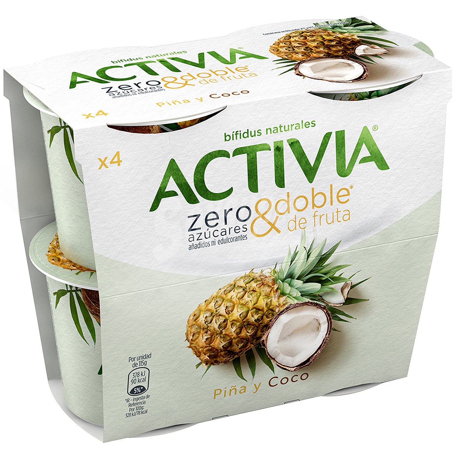 Bífidus de origen natural con trocitos de piña y coco