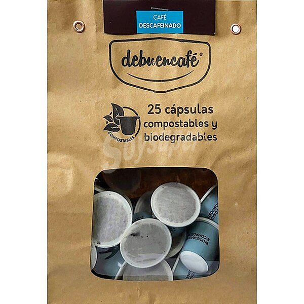 Café descafeinado en cápsulas compatibles con máquinas Nespresso biodegradables y compostables