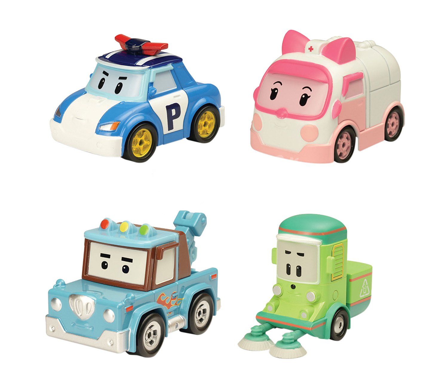 Surtido de coches metálicos de los personajes Robocar Poli,