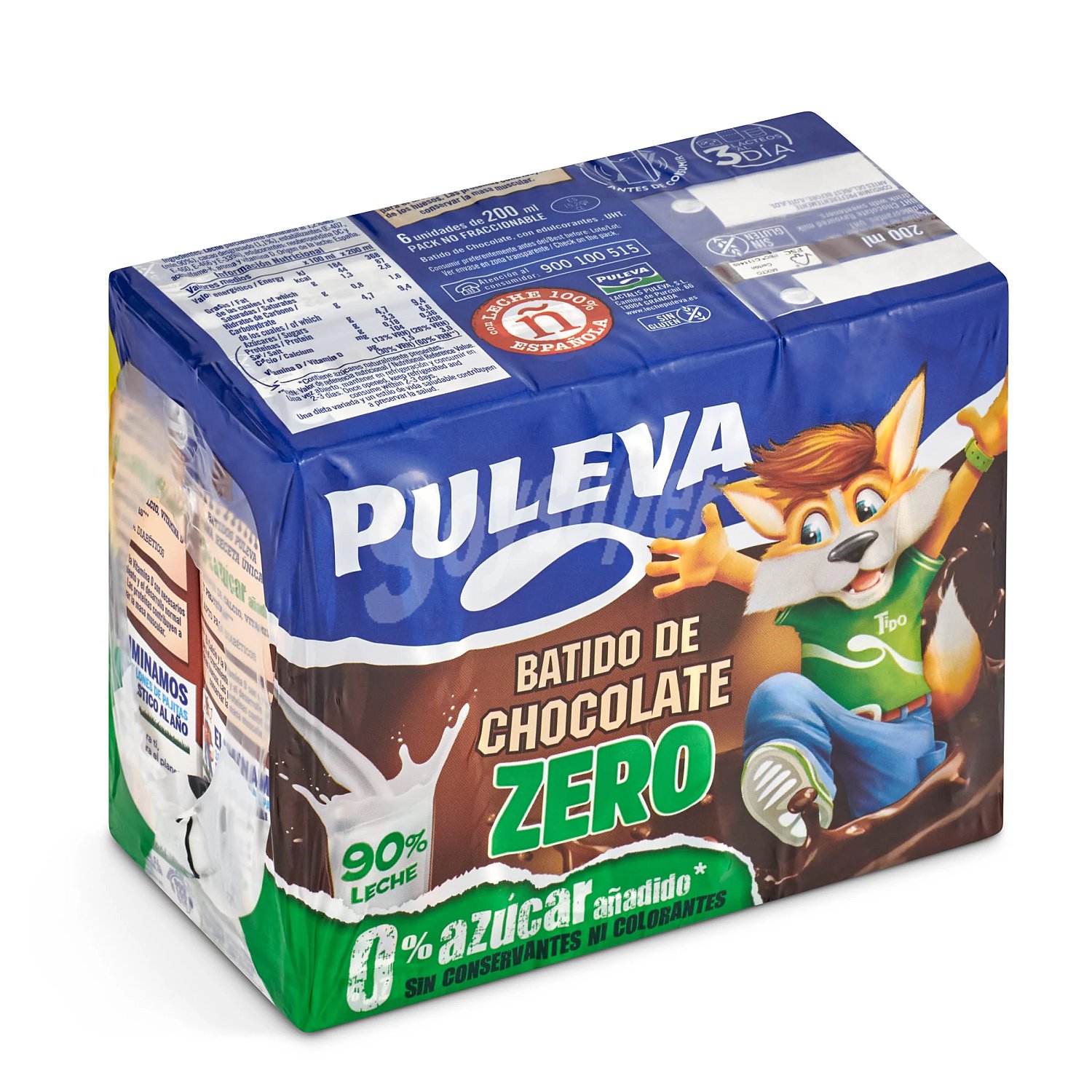 Batido de chocolate zero sin azúcar añadido Puleva brik