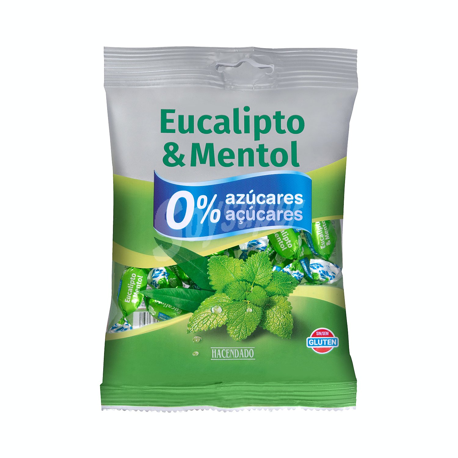 Caramelo sin azúcar de mentol y eucaliptus