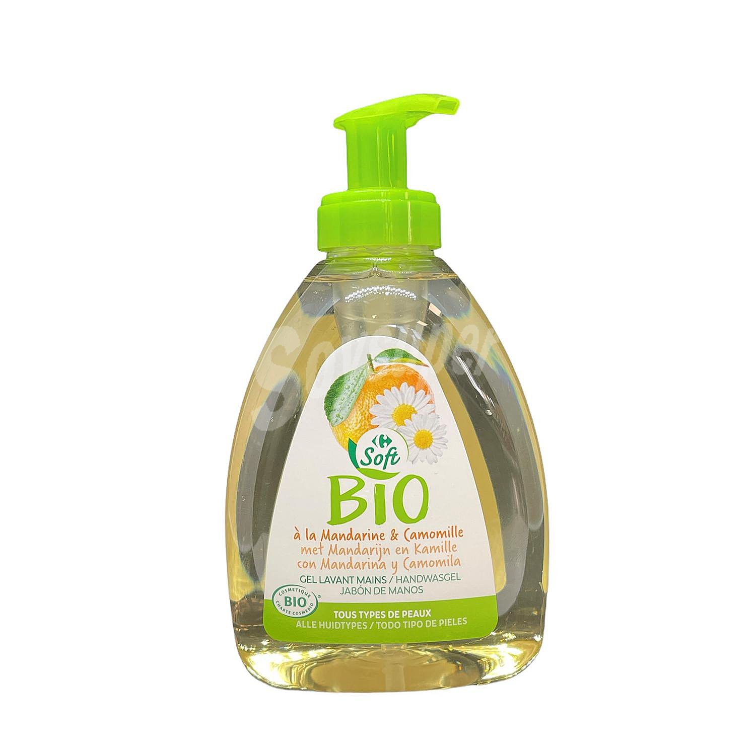 Jabón de manos con mandarina y camomila para todo tipo de pieles ecológico Carrefour Soft Bio