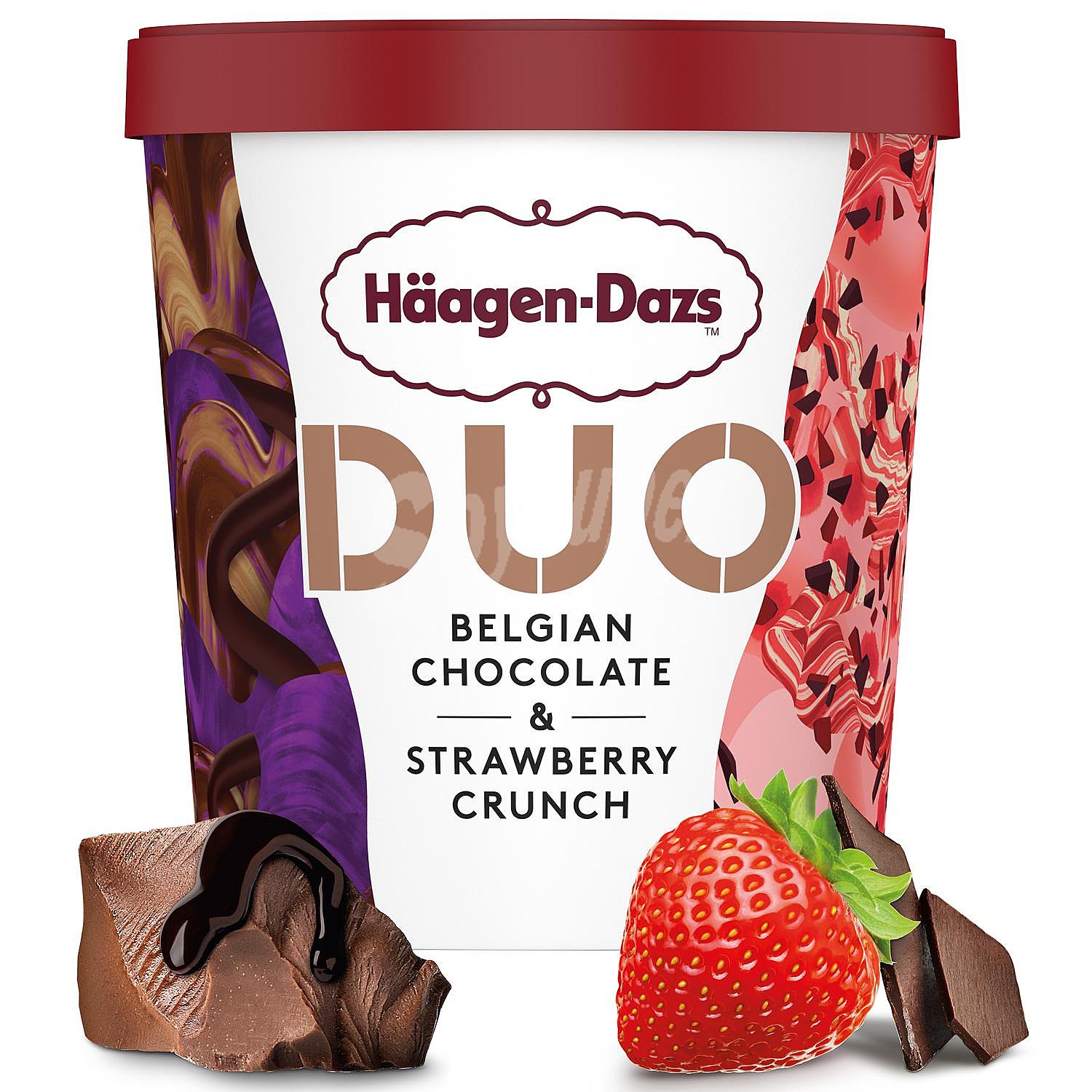 Helado de chocolate belga y fresa Duo Häagen Dazs sin gluten