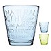 Vaso modelo Citypop de vidrio de color azul o amarillo, diseño letras en relieve, pasabahce