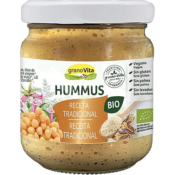 Hummus tradicional ecológico sin gluten y sin aceite de palma