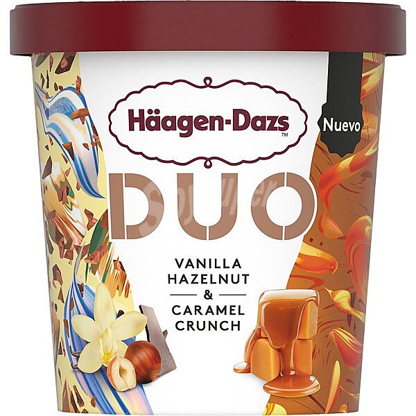 Helado de vainilla con avellana y caramelo Duo Häagen Dazs sin gluten