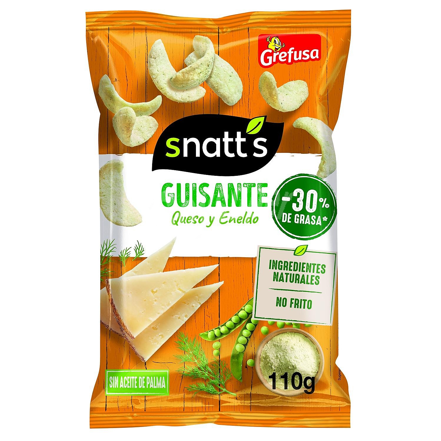 Snack de guisantes sabor queso y eneldo Snatt's sin gluten