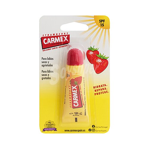 Carmex Bálsamo labial hidratante (hidrata, protege y repara) con protector solar factor 15 carmex