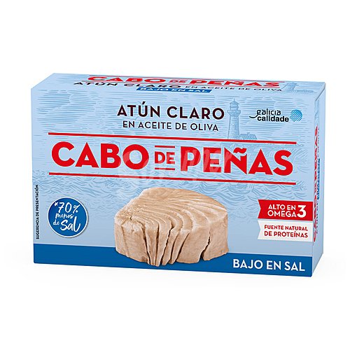 Cabo DE peñas Atún claro en aceite de oliva con contenido reducido en sal cabo DE peñas