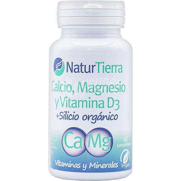 Calcio, magnesio y vitamina D3 con silicio orgánico bote 45 comprimidos