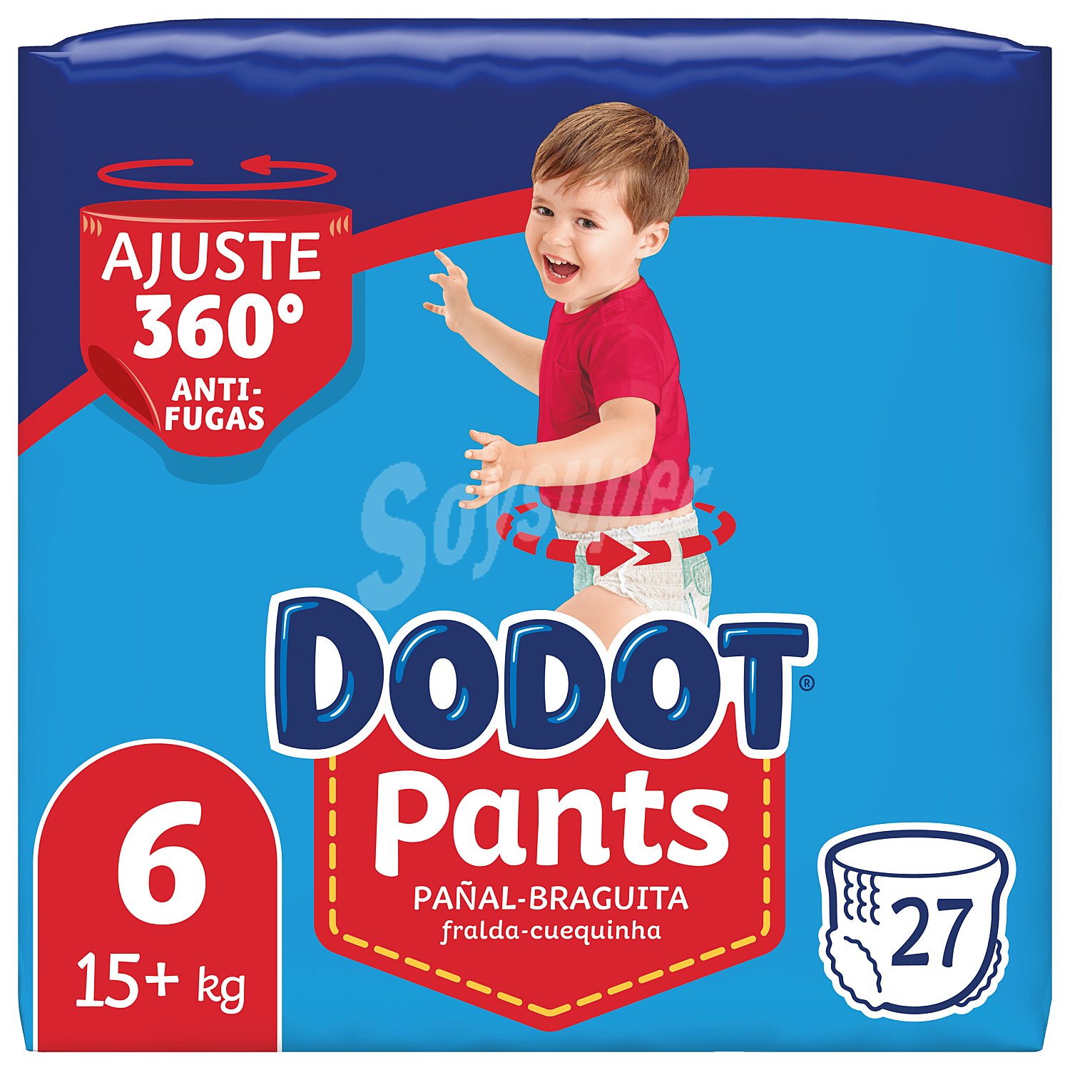 Pants pañales +15 kg talla +6 paquete 27 uds