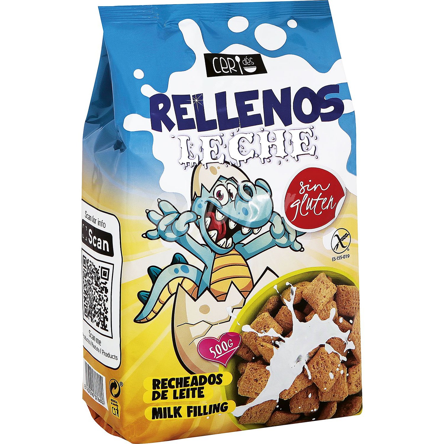 Cereales rellenos leche sin gluten