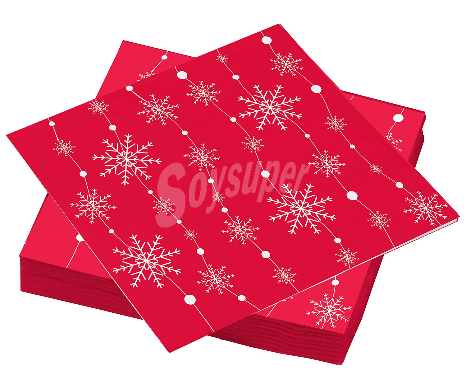 Pack de 20 servilletas con estampado navideño de copos de nieve, 40x40 cm, actuel.