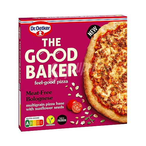 DR. oetker Pizza con salsa boloñesa sin carne a base de proteina de guisante, zanahoria y queso DR. oetker The good baker