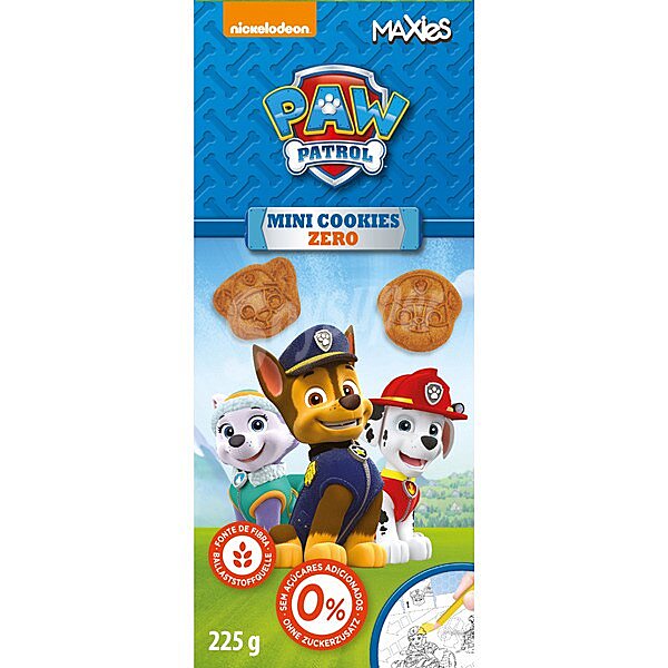 Paw Patrol mini cookies zero azúcares estuche 225 g