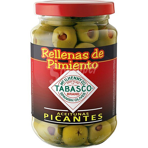 Tabasco aceitunas picantes rellenas de pimiento