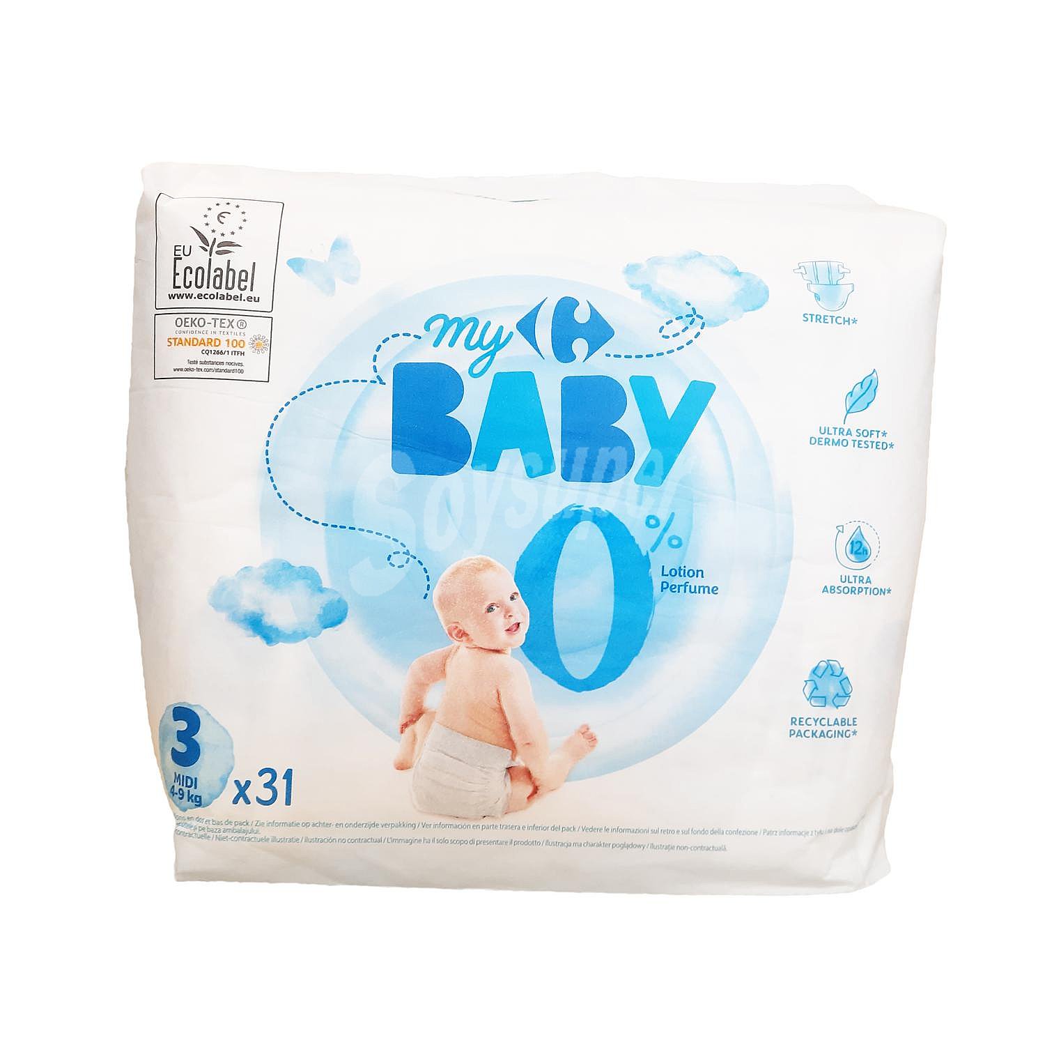 Pañales Carrefour Baby 0% Talla 3 (4-9 kg)