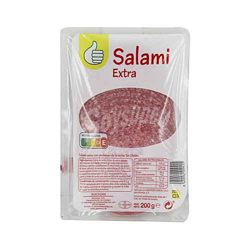 Producto alcampo Salami extra sin gluten, cortado en lonchas producto alcampo