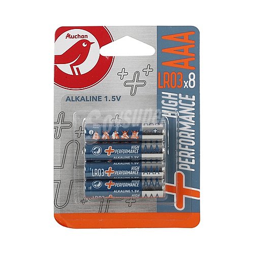 Pilas alcalinas aaa, LR03, 1,5V, producto alcampo High Performance