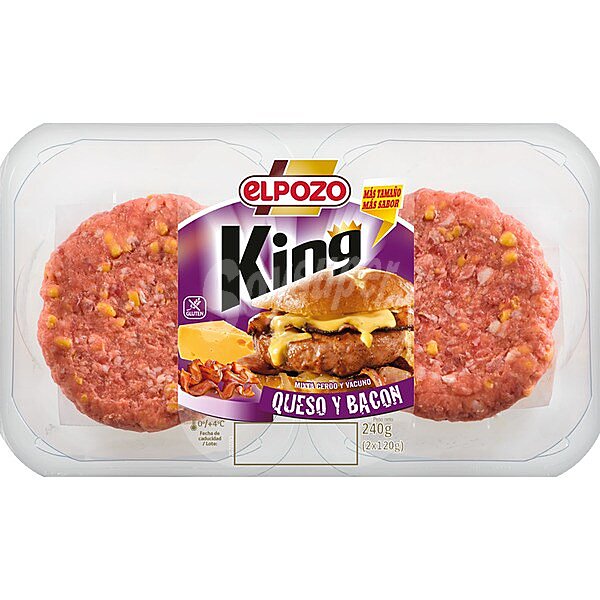 Cheese & Bacon hamburguesa mixta de cerdo y vacuno 2 unidades 140 g sin gluten