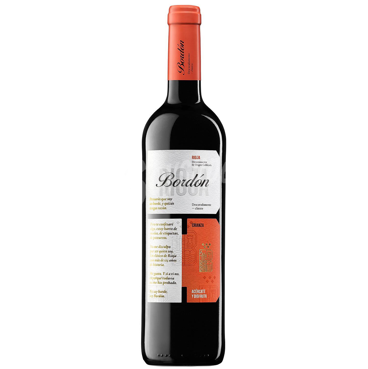 Vino tinto crianza con denominación de origen Rioja bordón