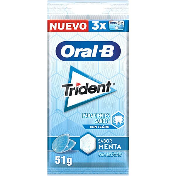 Oral B chicles sabor menta con flúor y sin azúcar pack 3 envases 17 G