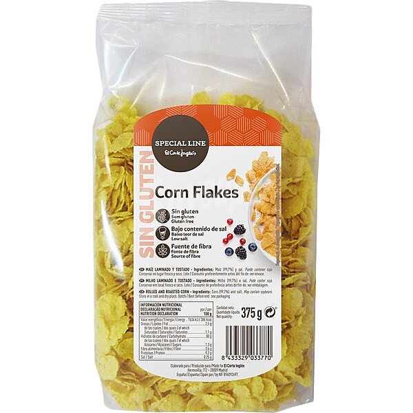 Corn flakes bajos en sal sin gluten