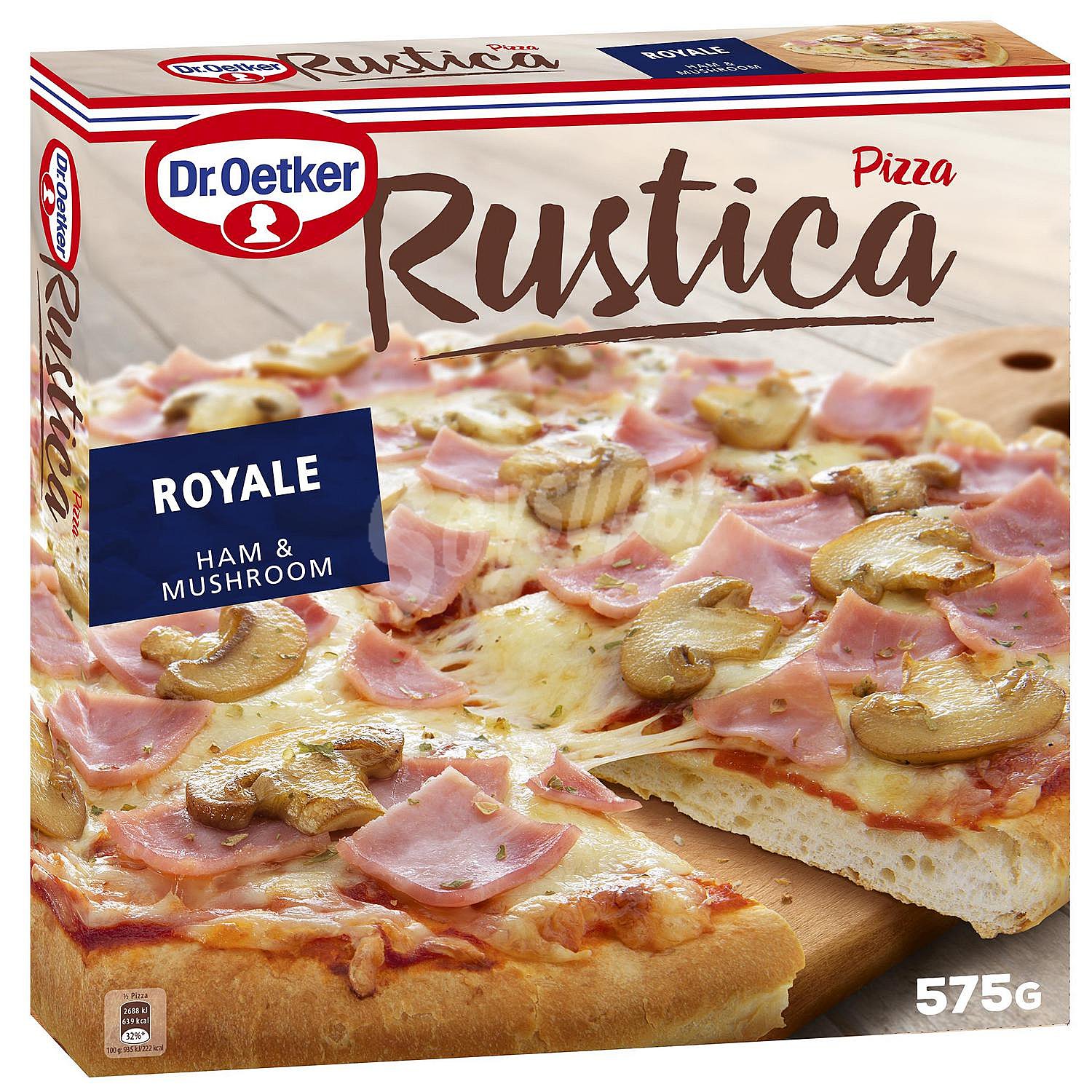 Pizza rústica con jamón y champiñones