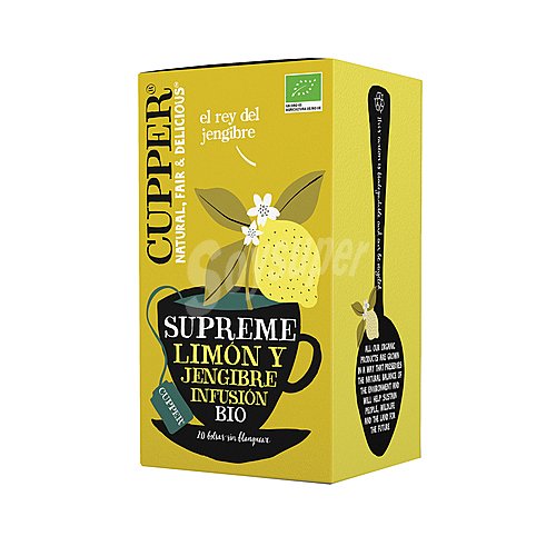 Cupper Infusión limón y jengibre ecológica cupper ginger supreme