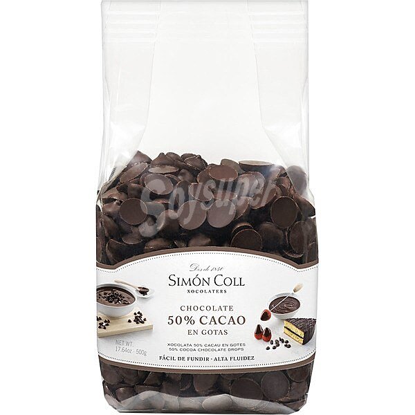 Chocolate negro 50% cacao en gotas fácil de fundir