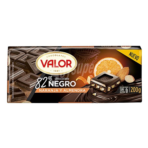 Valor Chocolate negro (82 % cacao) con naranja y almendra valor