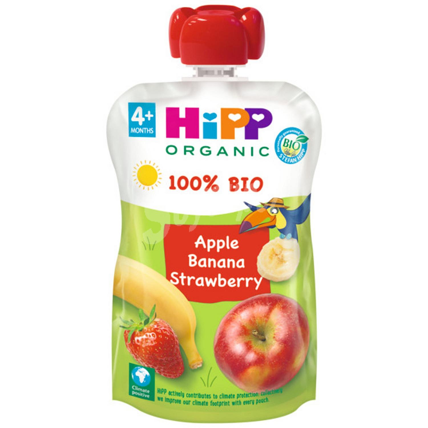 Bolsita de manzana, plátano y fresa ecológica Hippis hipp sin gluten