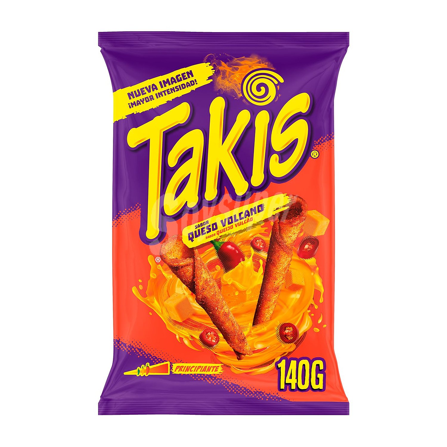 Rollitos de maíz crujientes de queso picante, takis