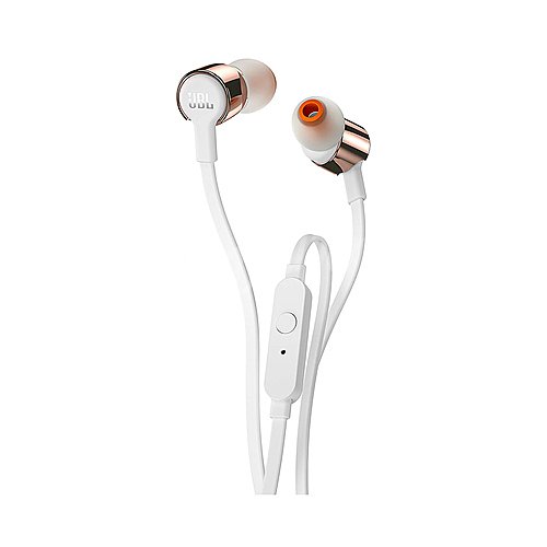 Auriculares tipo intrauditivo JBL T210 con micrófono, color blanco/oro